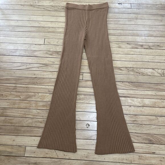 ASOS Design Pants Women 6 Tall Brown Knit Stretch High Rise Flare Ribbed Sweater - Picture 13 of 16